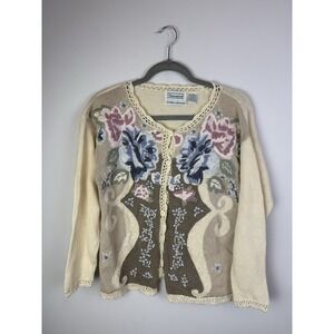 Vintage Cottage Granny Core Flowers Button Up Cardigan - S